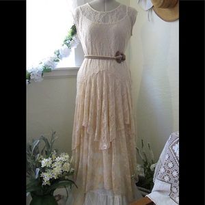20’s Style Long-line Peach Lace Dress